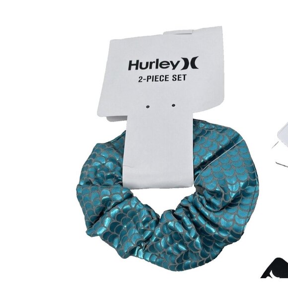 NEW Hurley Girls 2pc Set Graphic L/S T-Shirt Tee Size 14 XL Hair Tie Scrunchie - Picture 2 of 8
